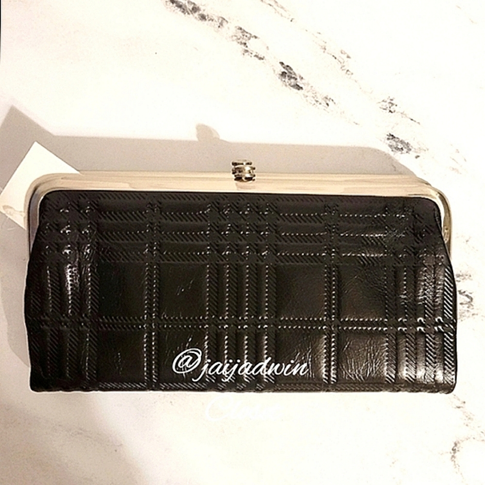 NEW HOBO Black Leather Raised Unique Pattern 'Lauren' Wallet w/Wanderlust Lining